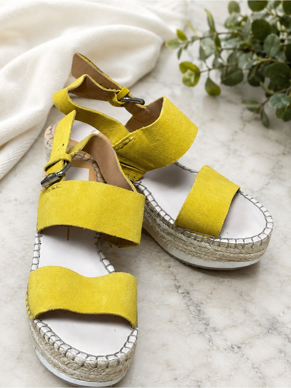 Mauri Yellow Suede Espadrille Platform Sandals